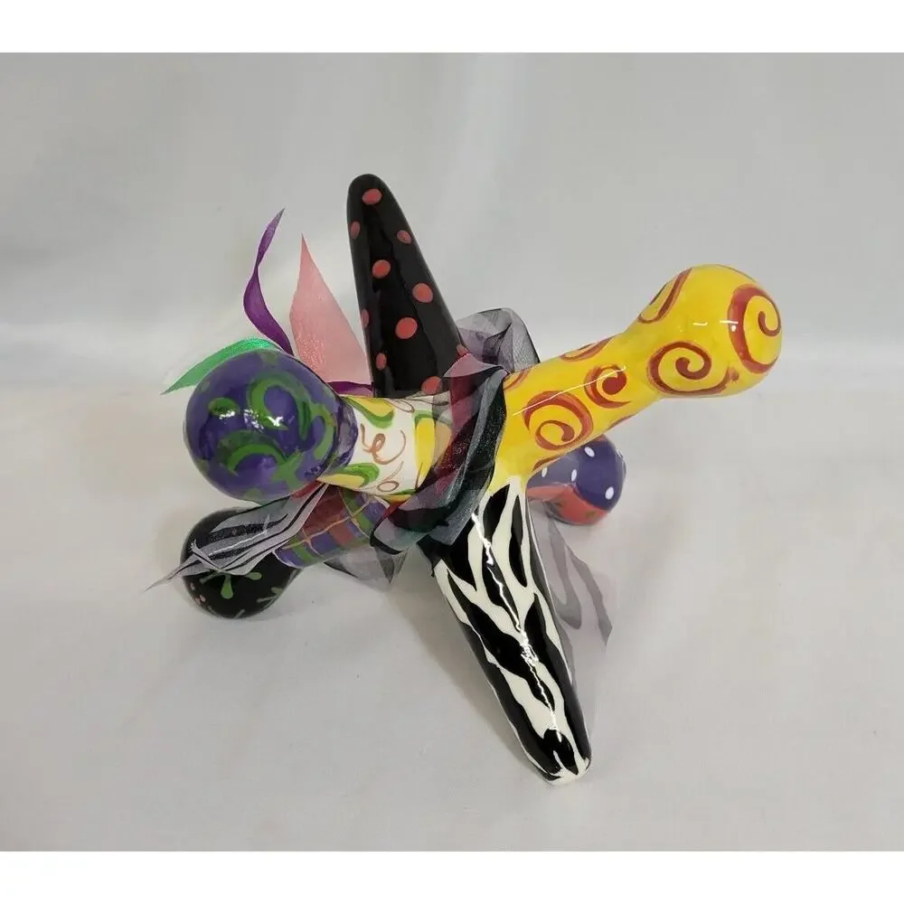 Hand Painted Multicolor Whimsical Kitchy Oversized Ceramic Jack Jax Decor